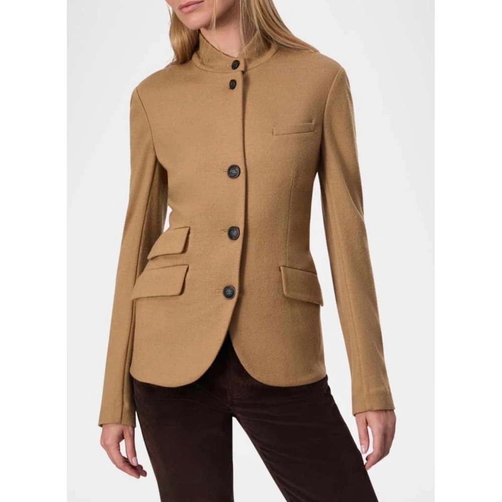 $598 Rag & Bone Women Slade Japanese 100% Wool Blazer Camel Brown Military Style
